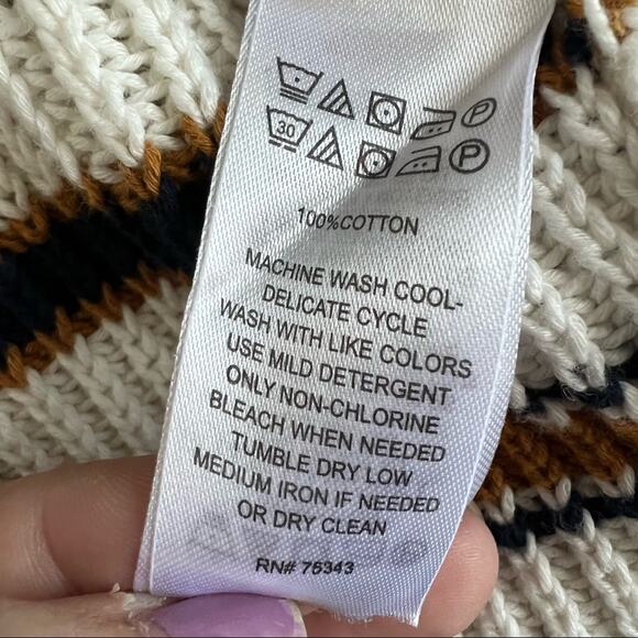 Max Studio Cream, Brown and Navy Blue Striped Sweater Size Medium - Picture 8 of 11